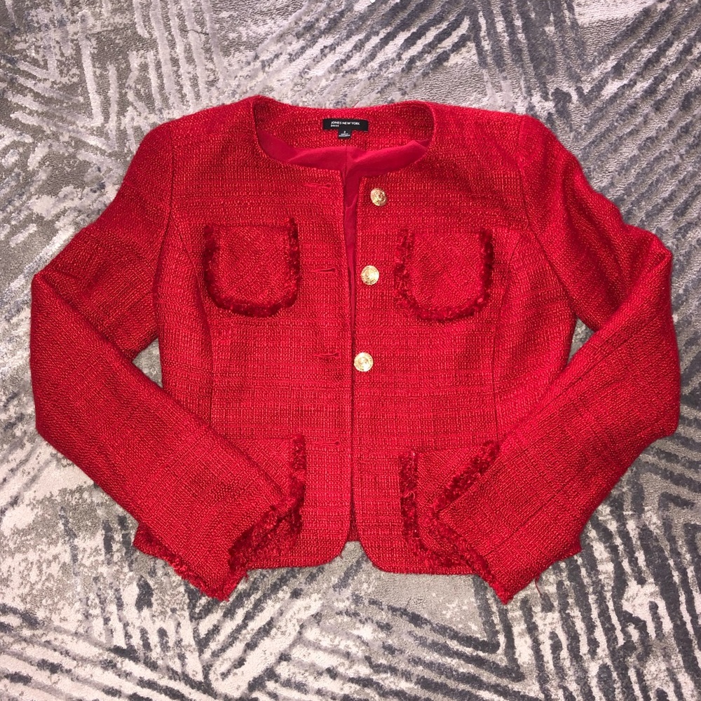 Jone New York red tweed blazer